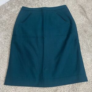 Loft Pencil Skirt Unlined Teal Green Size 0 Preppy Academia Professional Career